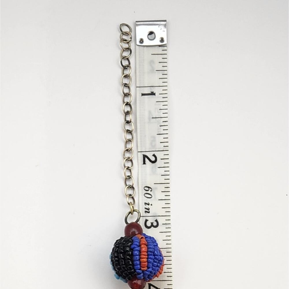 Striped Seed Bead Ball Multicolor Necklace and Earring Set - Picture 13 of 13